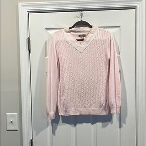 White Stag Soft Pink Cable Knit Light Weight V-Neck Sweater